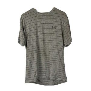 Under Armour Mens Medium Loose Fit Short Sleeve Tee T Shirt Gray Striped Fitness